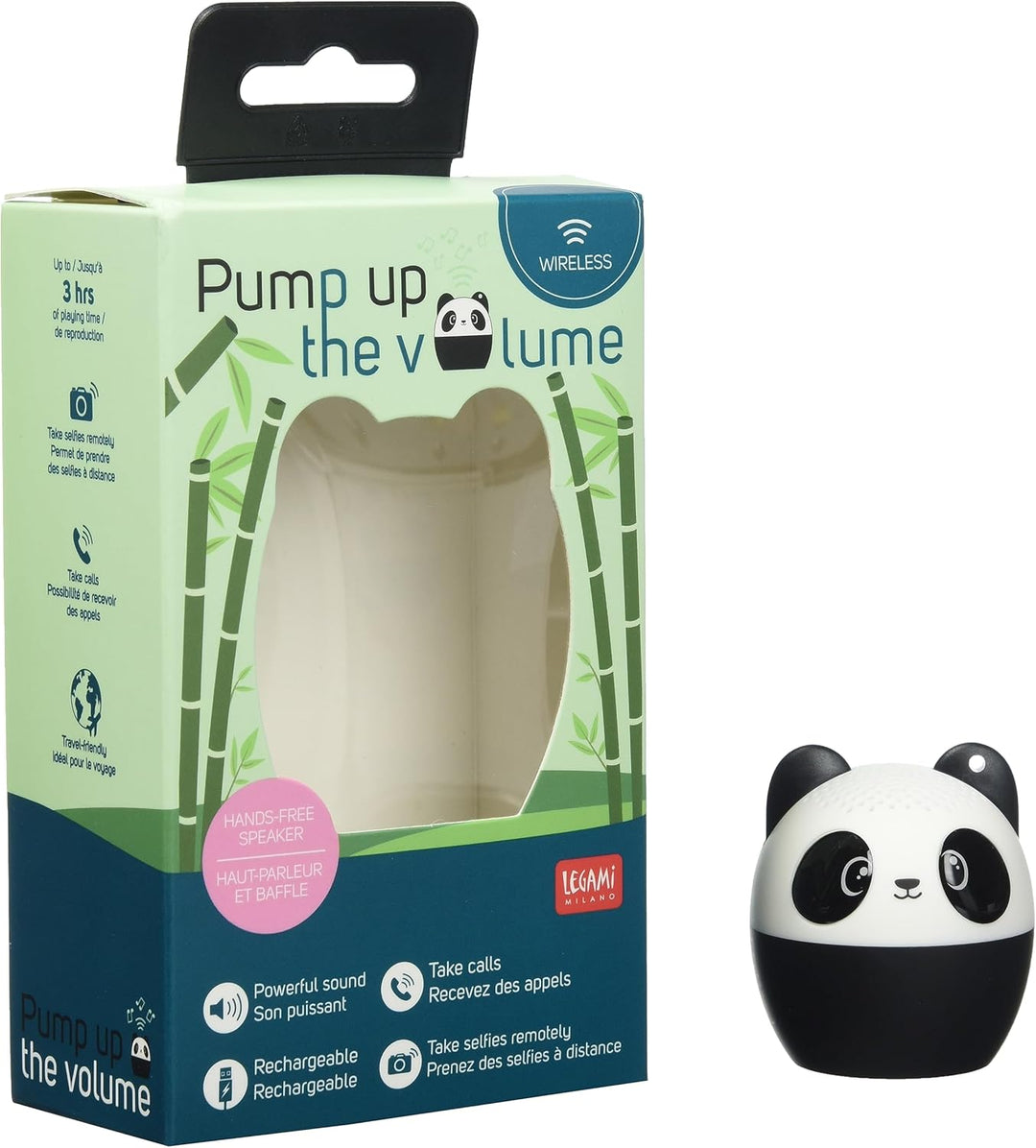 Legami - Mini-Freisprecheinrichtung und Drahtloser Lautsprecher, Pump Up The Volume, Ø 4,3 cm, Ausse