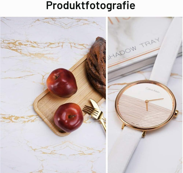 Selens 60x60cm Hintergrund Boards Kit, Flow Gold Weiss Marmor Textur Essen Hintergründe 2 Stück Flat
