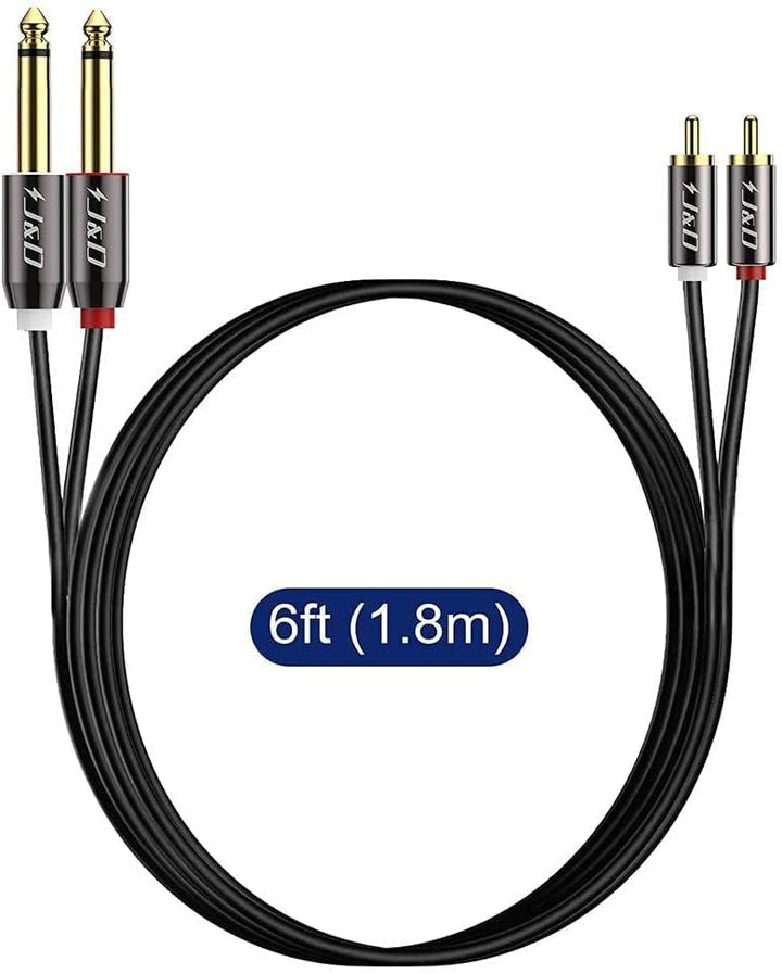 J&D Cinch auf 6.3mm Klinke Kabel 1.8m, Cinch Kabel Gold-Plated Kupfer Shell Heavy Duty 2 Cinch Männl