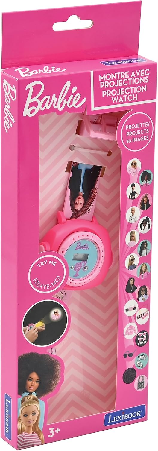 Lexibook - Mattel Barbie Armbanduhr, verstellbar, digitales Display, mit 20 Projektionen des Kinderu