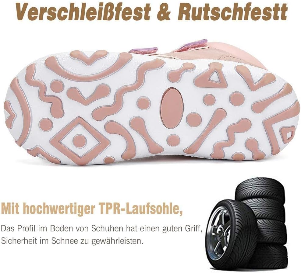 Mishansha Kinder Winterschuhe Gefüttert Winterstiefel für Jungen Mädchen Gr.24-38 25 EU Pink, 25 EU