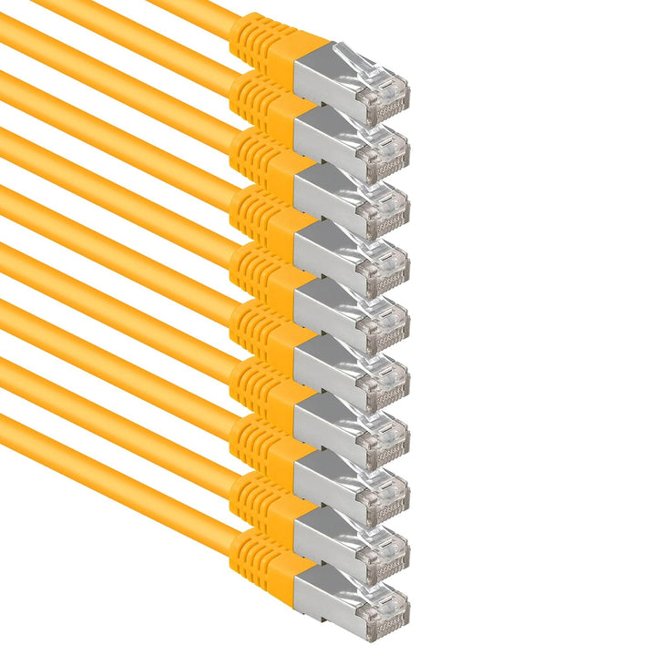 10m gelb - 10 Stück Cat.6 Patchkabel Netzwerkkabel CAT6 S-FTP Gigabit LAN PIMF CAT 6 Kupfer CU Halog