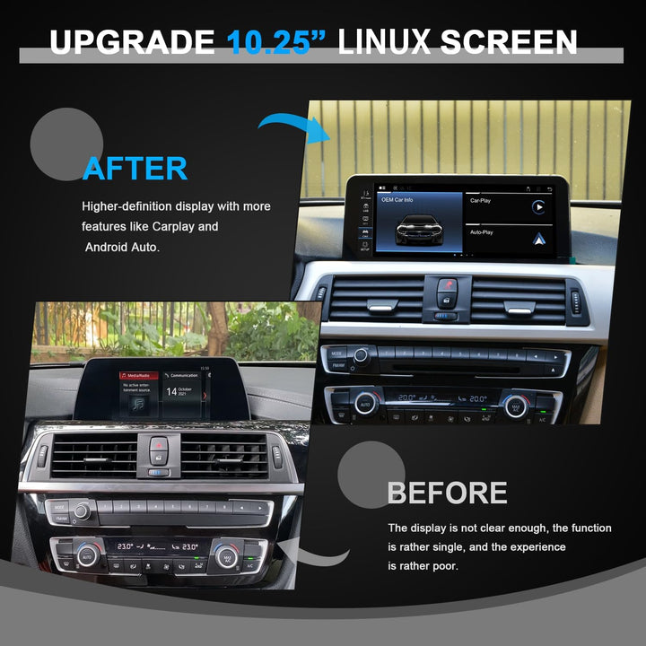 PEMP Linux-Bildschirm für BMW 3er F30 X1 F48 2017-2019 EVO ID6, unterstützt kabelloses CarPlay und A