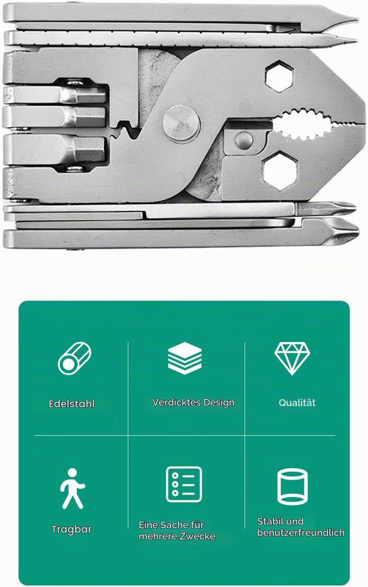 Kompakte Zange, Multitool, Schlüsselanhänger-Werkzeug, Faltbares Taschenwerkzeug aus Edelstahl mit S