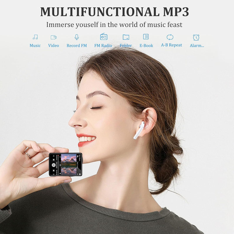 Bluetooth 5.2 MP3/MP4-Player mit 32GB Speicherkarte, 2,4 Zoll Touch Screen, unterstützt bis zu 128 G