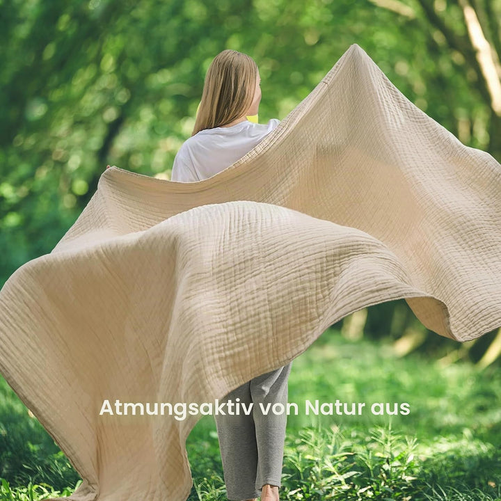 EMME Baumwolle Decke, Vorge-waschene Kuscheldecke, Weiche und Atmungsaktive Tagesdecke, Universale S