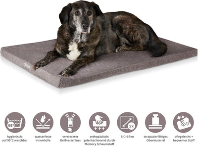 ONVAYA® Hundekissen aus Memory Foam | orthopädisch | 95 Grad waschbar | grau | Hundebett Grösse S |