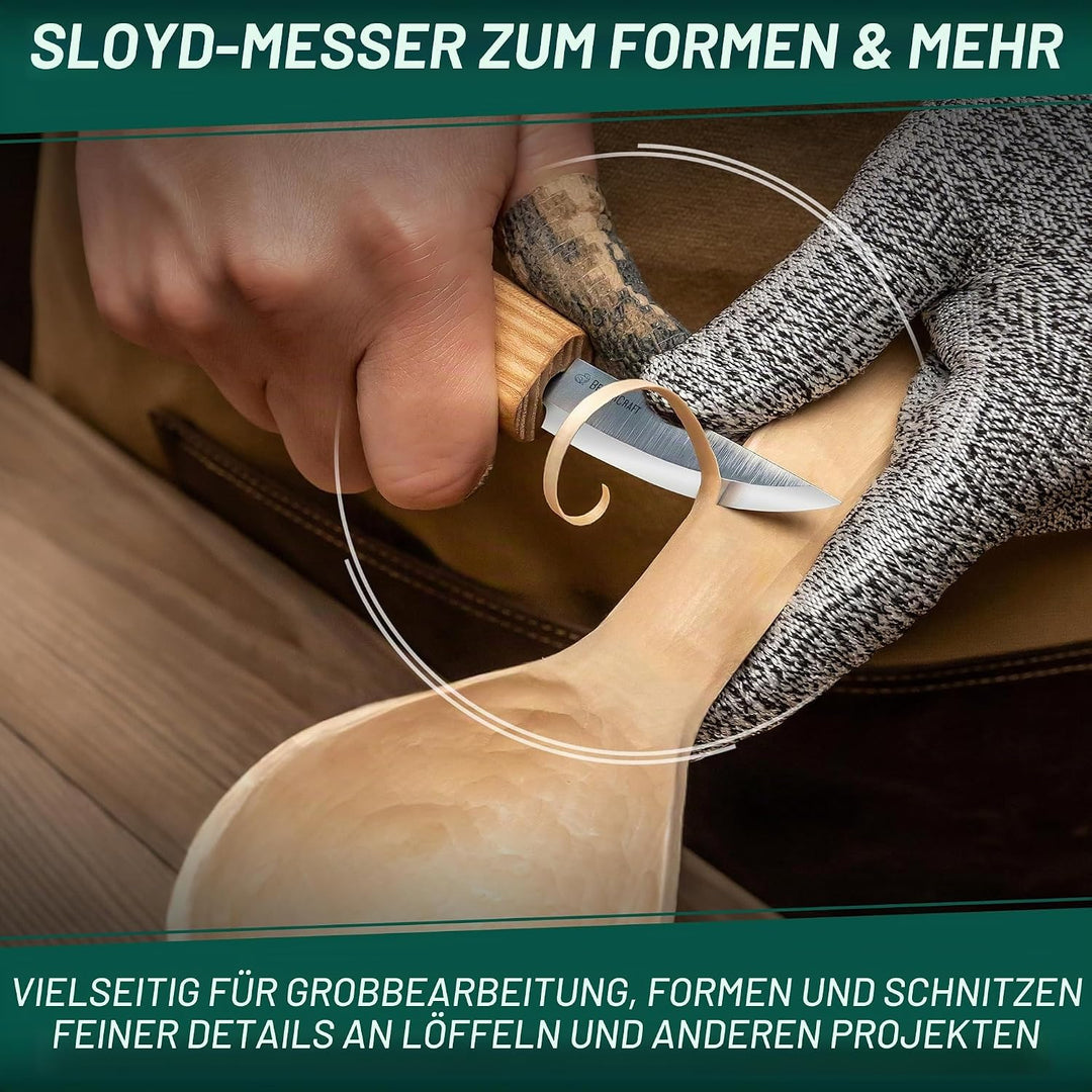 BeaverCraft S01 Löffelschnitzmesser Set – Holzlöffel Schnitzwerkzeug für Rechtshänder – Hakenmesser,