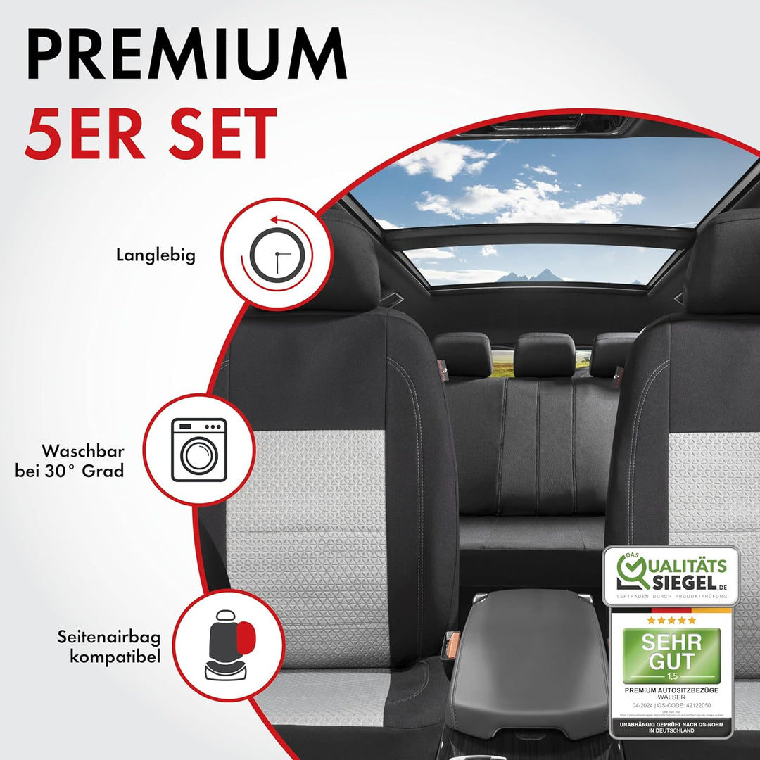Walser Premium Autositzbezüge Avignon mit Reissverschluss Qualitätssieger Sehr Gut* Sitzbezüge Auto,