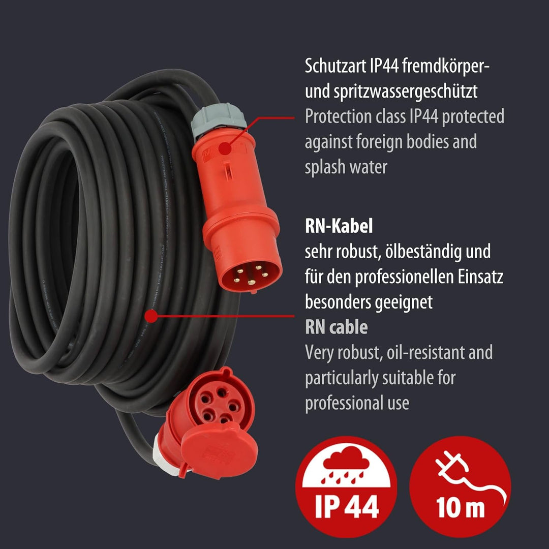 Brennenstuhl CEE Verlängerungskabel mit Phasenwender IP44 (10m Kabel, H07RN-F 5G4,0, 5-polig mit CEE