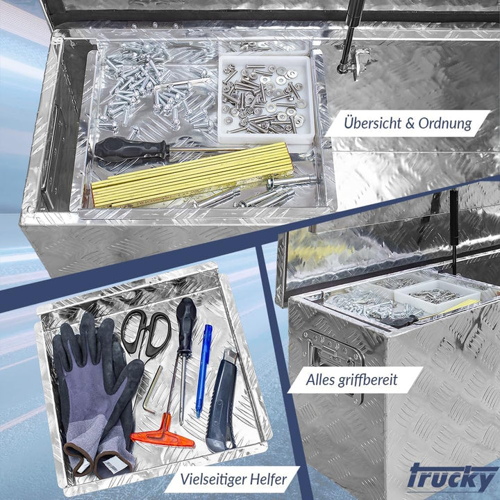 Trucky Set Truckbox D100 + Einhängefach Werkzeugbox Werkzeugkiste Anhängerbox Alubox Aluminium Box E