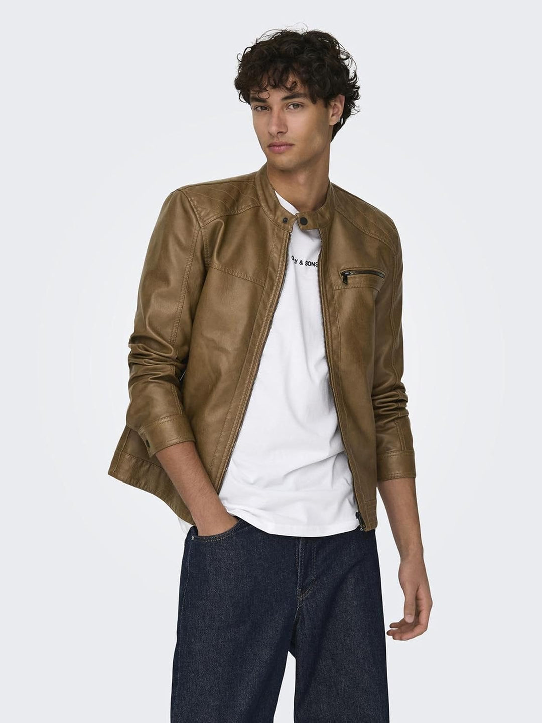 ONLY & SONS Male Kunstlederjacke onsAL Kunstlederjacke, S Monks Robe