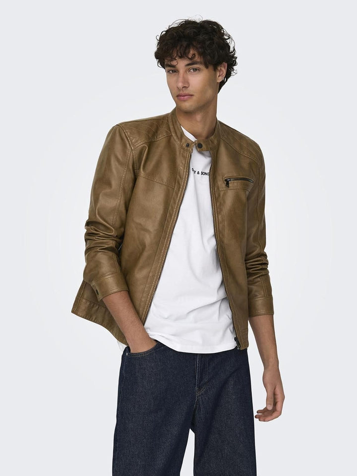 ONLY & SONS Male Kunstlederjacke onsAL Kunstlederjacke, S Monks Robe