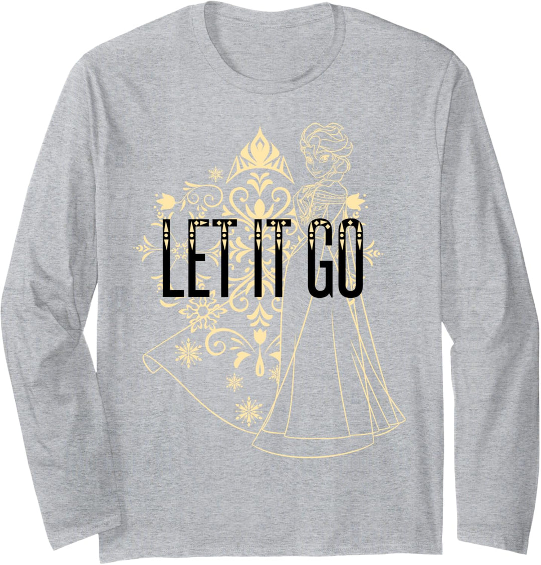 Disney Frozen Elsa Let It Go Outline Portrait Langarmshirt