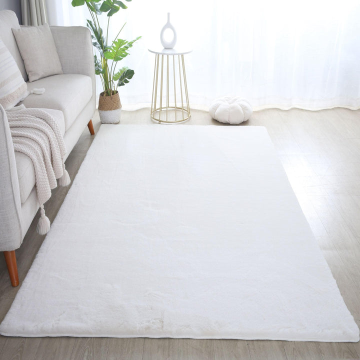 Carpetsale24 Teppich Wohnzimmer Einfarbig Modern Design 160 x 230 cm Creme - Hochflor Teppich Schlaf