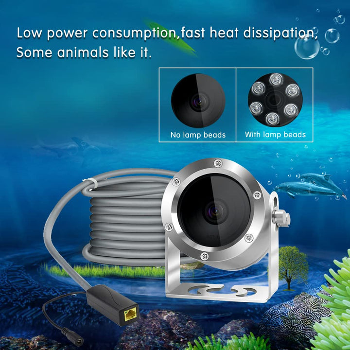 Unterwasserkamera, Aquarium Live Streaming Teich 5MP Kameras mit 32ft Kabel, Kamera