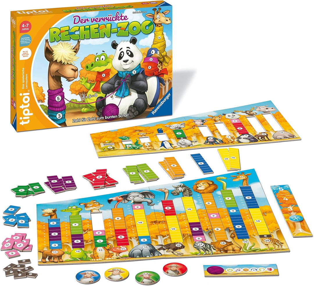 Ravensburger tiptoi Spiel 00104 - Der verrückte Rechen-Zoo - Lernspiel ab 4 Jahren, lehrreiches Zahl