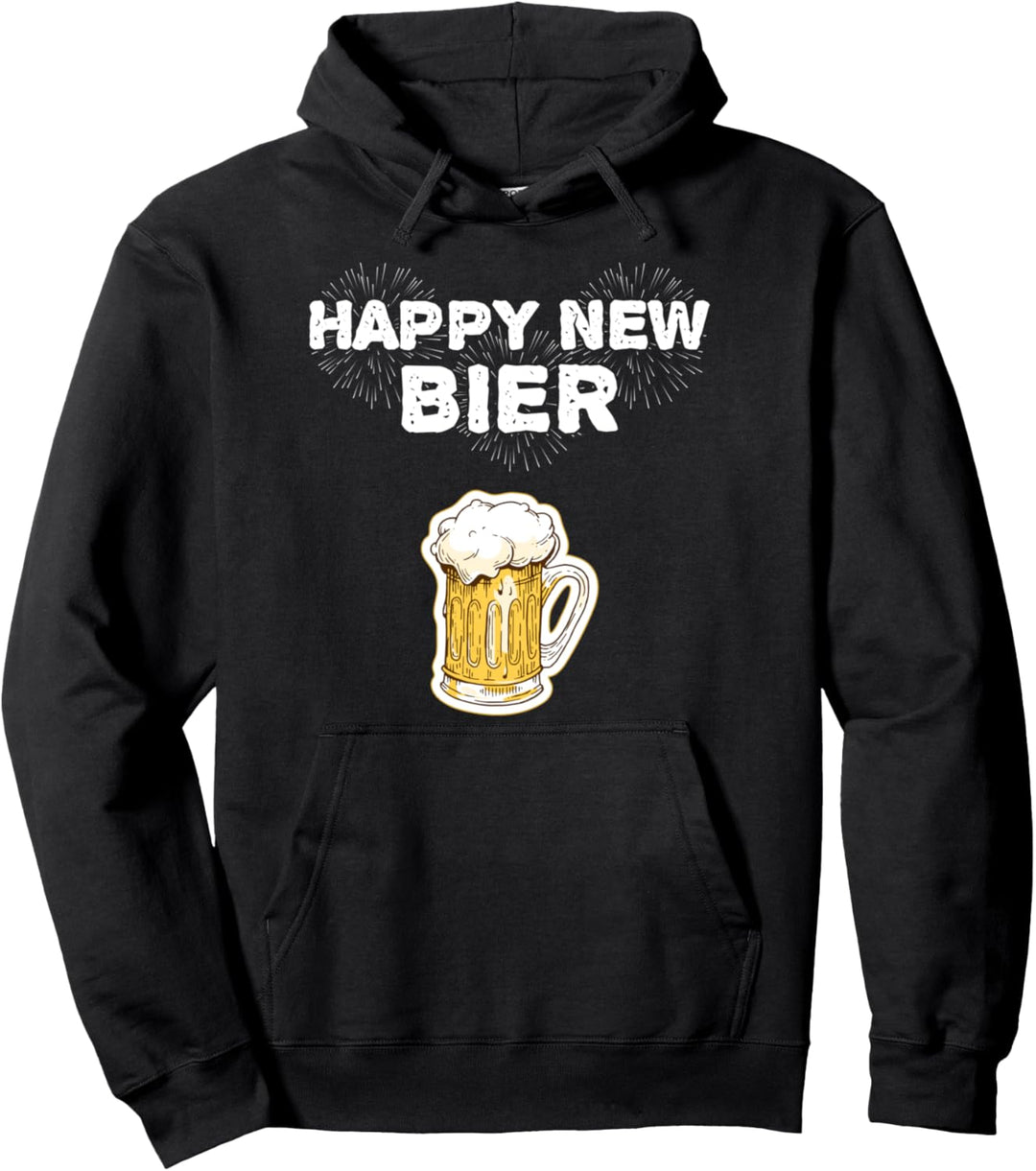 Happy New Bier Silvester Outfit Party Kleidung Oberteil Bier Pullover Hoodie