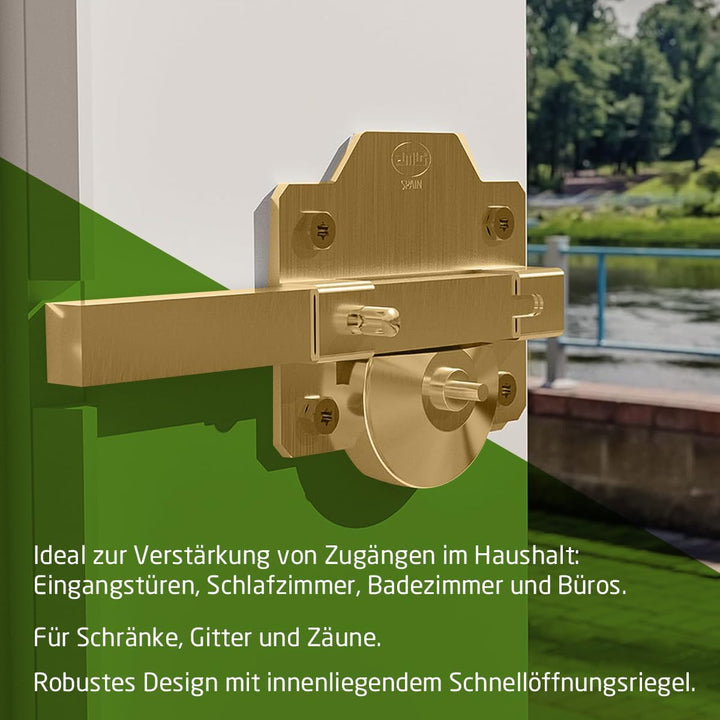 AMIG - Riegel für Türen von hoher Sicherheit, poliertes Finish in Goldfarbe, runder Zylinder von 50 