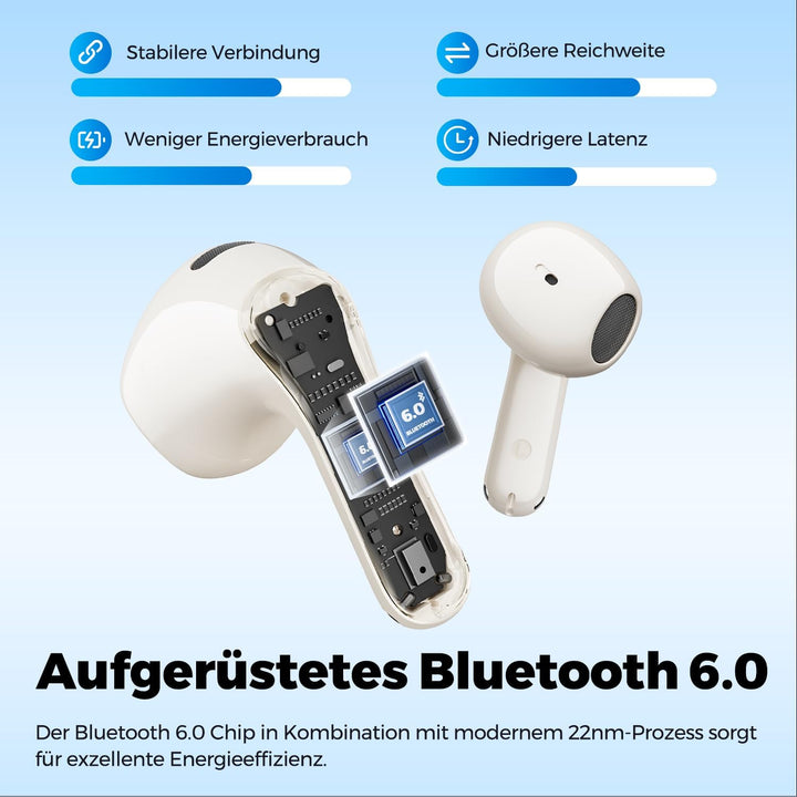 SoundPEATS Air6 HS Semi-in-Ear Bluetooth Kopfhörer, Beige | 13mm Dreimagnet-Treiber, LDAC+Hi-Res, 45