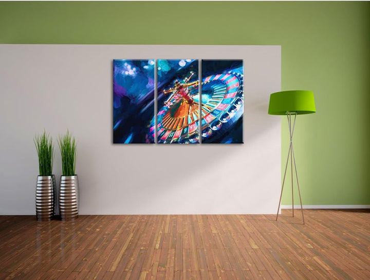 Pixxprint Roulettetisch Kunst Pinsel Effekt 3-Teiler Leinwandbild 120x80 Bild auf Leinwand
