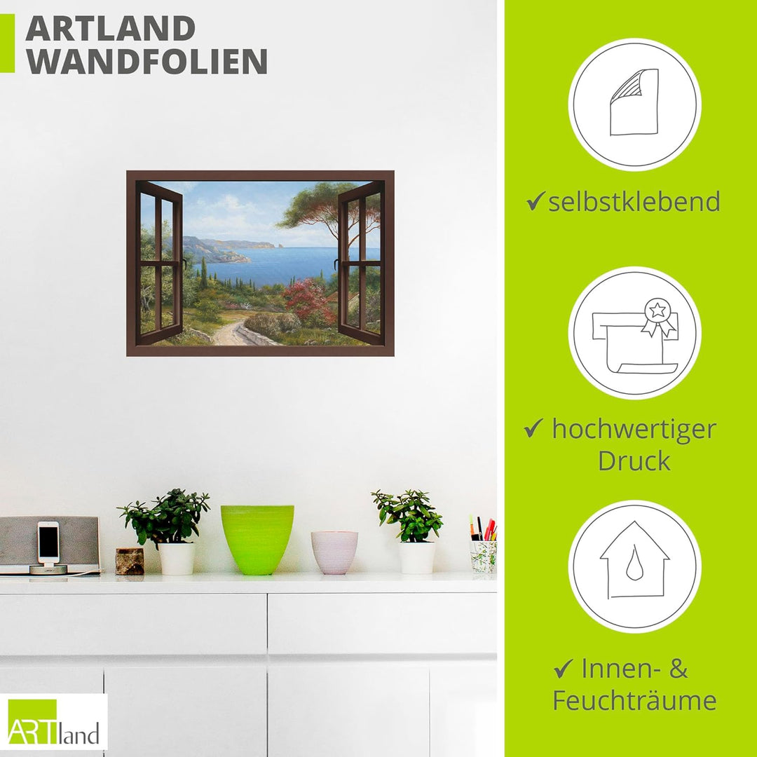 ARTland Wandbild selbstklebend Vinylfolie100 x 70 cm Landschaften Fensterblick Haus am Meer I T4EE H
