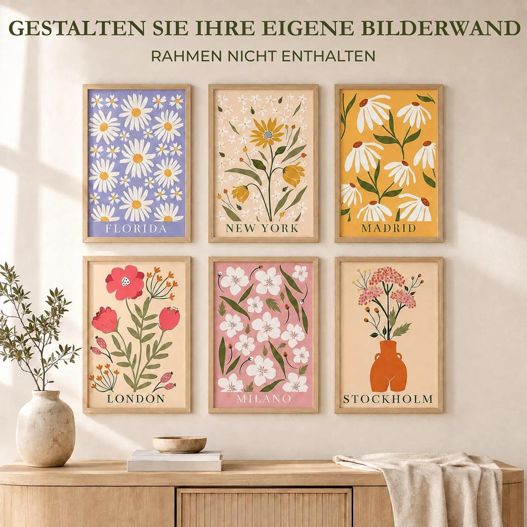 JATOK 6 Stück Malen Nach Zahlen Erwachsene, DIY Blumen für Anfänger, Handgemalt Ölgemälde Leinwand K