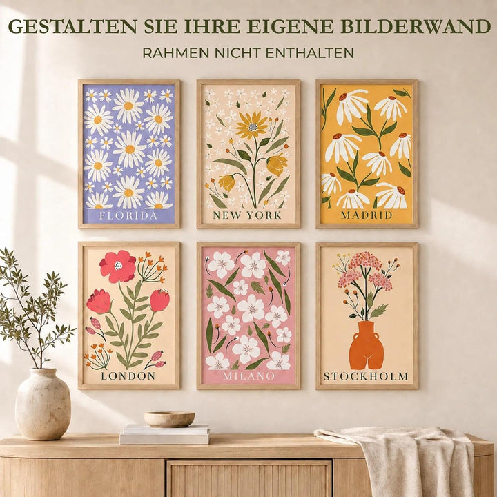 JATOK 6 Stück Malen Nach Zahlen Erwachsene, DIY Blumen für Anfänger, Handgemalt Ölgemälde Leinwand K