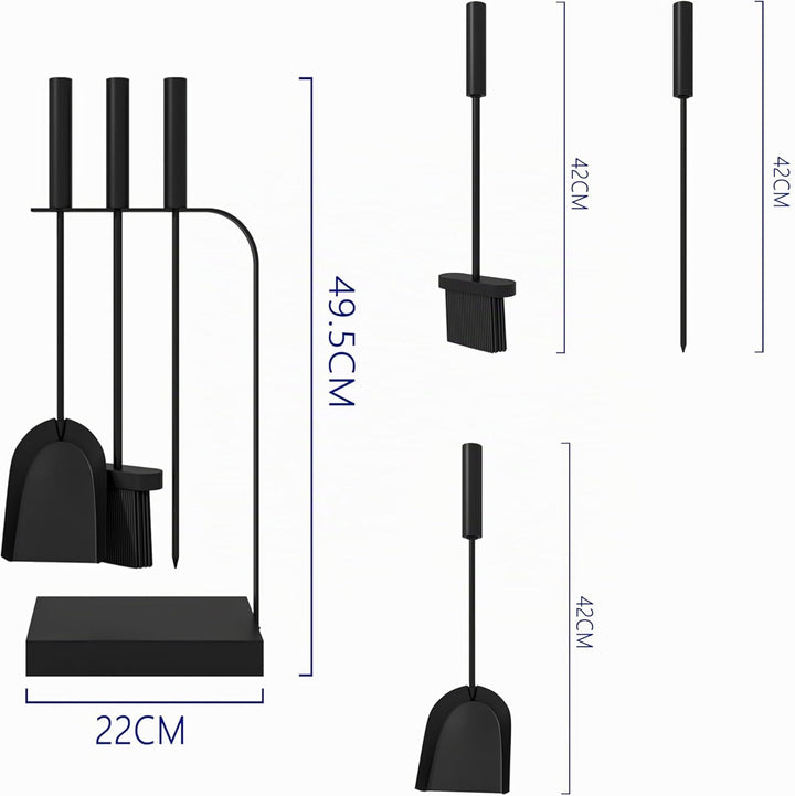 Kingson Kaminbesteck 4-teilig Kaminbesteck schwarz Kaminbesteck Set für Kaminofen inkl. Schürhaken,