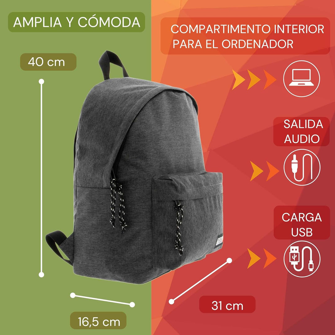 Coronel Tapiocca Herren Rucksack Urban Laptop Backpack 31x40x13 Grau, Grau
