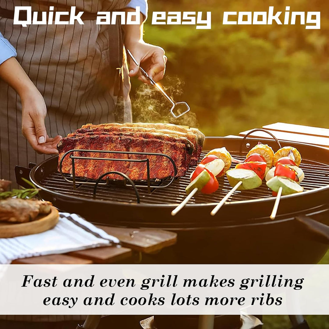 Spareribs Halter Grill 31.3 x 25.3 x 7.3 cm Rippchenhalter Grill Zubehör, Edelstahl Braten und Rippc