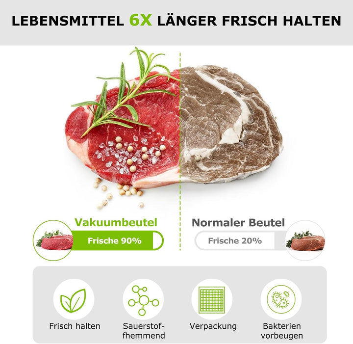 Bonsenkitchen Vakuumierbeutel 28x40 cm, 100 Beutel Profi-Folienbeutel für alle Vakuumiergerät, vakuu