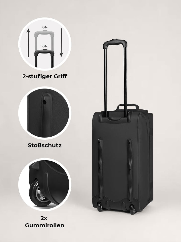 REDOLZ 2-Rollen MEDIUM Trolley-Reisetasche | Volumen mit Dehnfalte erweiterbar von 51 auf 64 Liter |