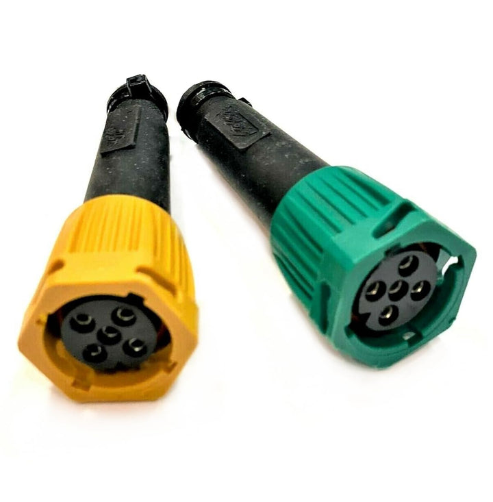 Bajonettstecker M10 5-polig 6-polig für Anhänger Rückleuchten – Gelb Links/Grün Rechts/Set mit Kabel