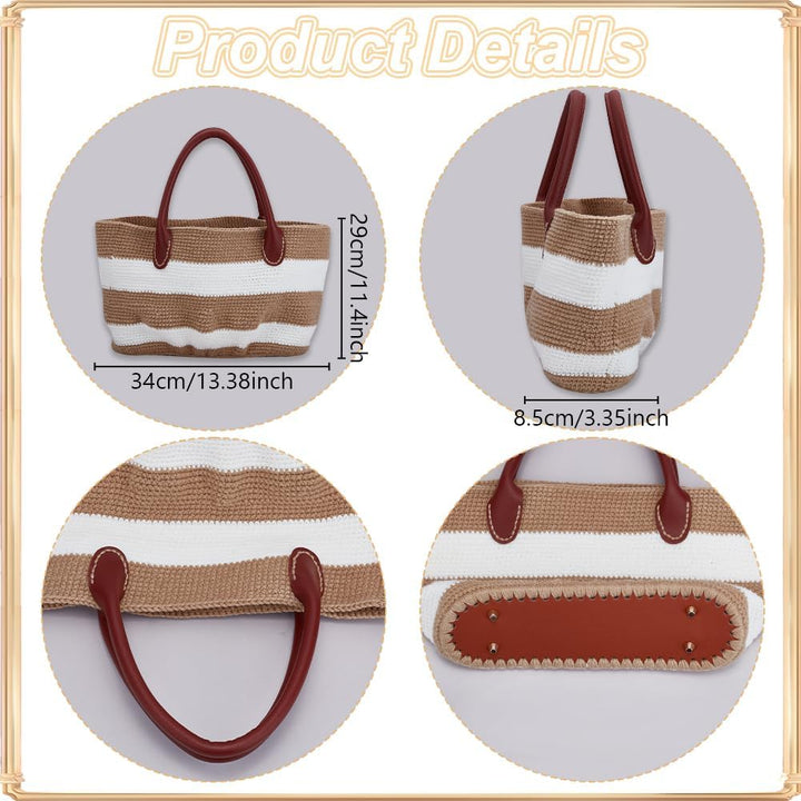ORIGACH Handtaschen Häkelset Für Anfänger, DIY Starter Häkelset Mit Khakifarbene Gestreifte Häkeltas