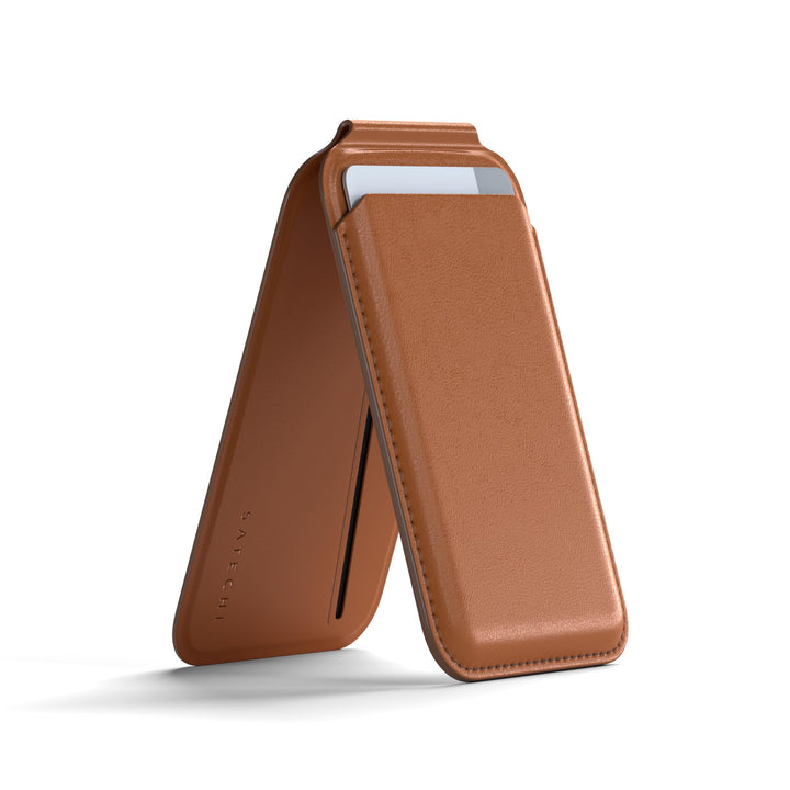 SATECHI Magsafe Wallet und Double Flap Stand mit Magnetfunktion, iPhone Wallet mit 4 Kartenfächern,