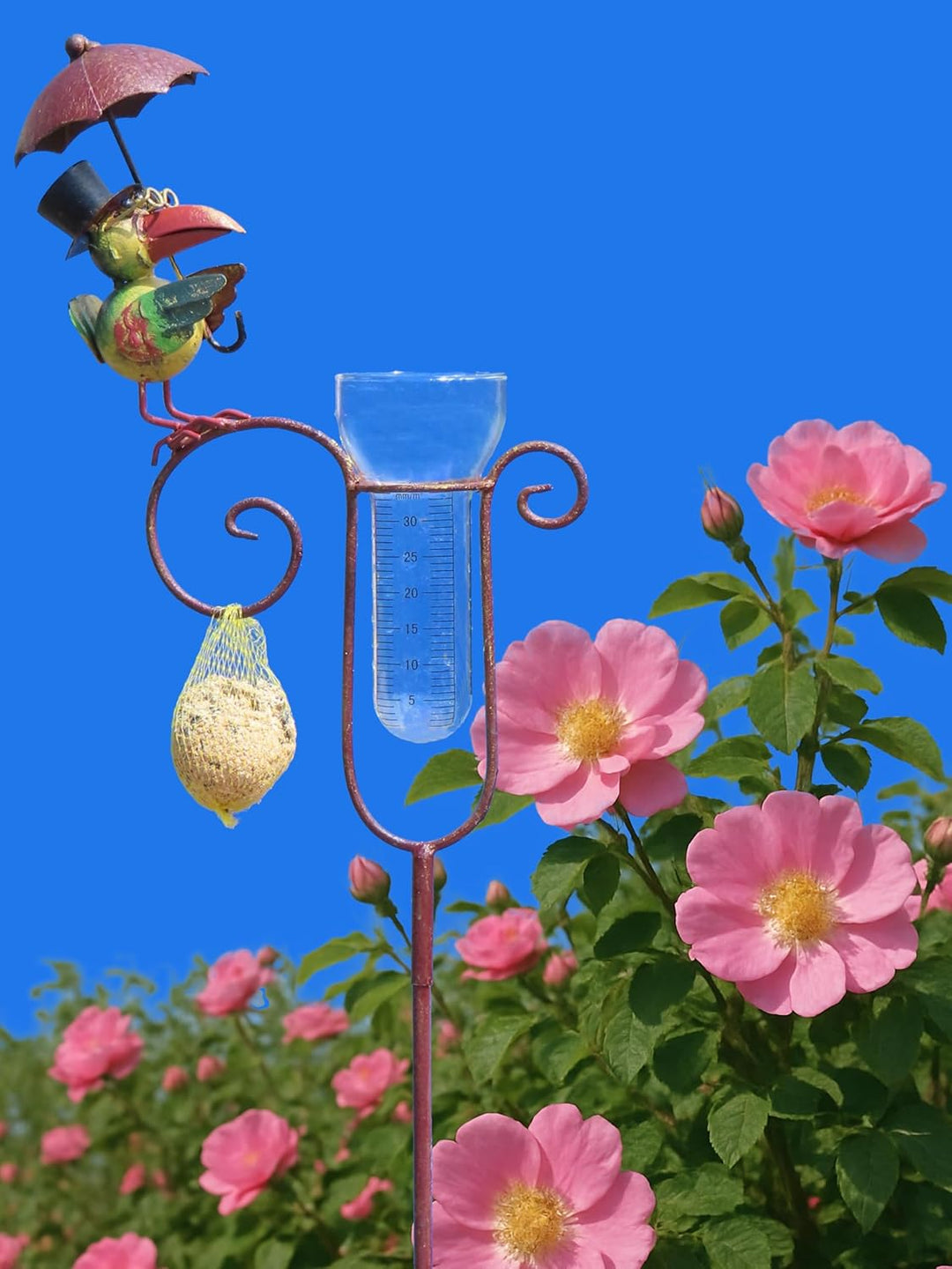 Pommerntraum ®| Regenmesser Niederschlagsmesser Gartendeko Gartenkunst Rabe | Pluviometer Ombrometer