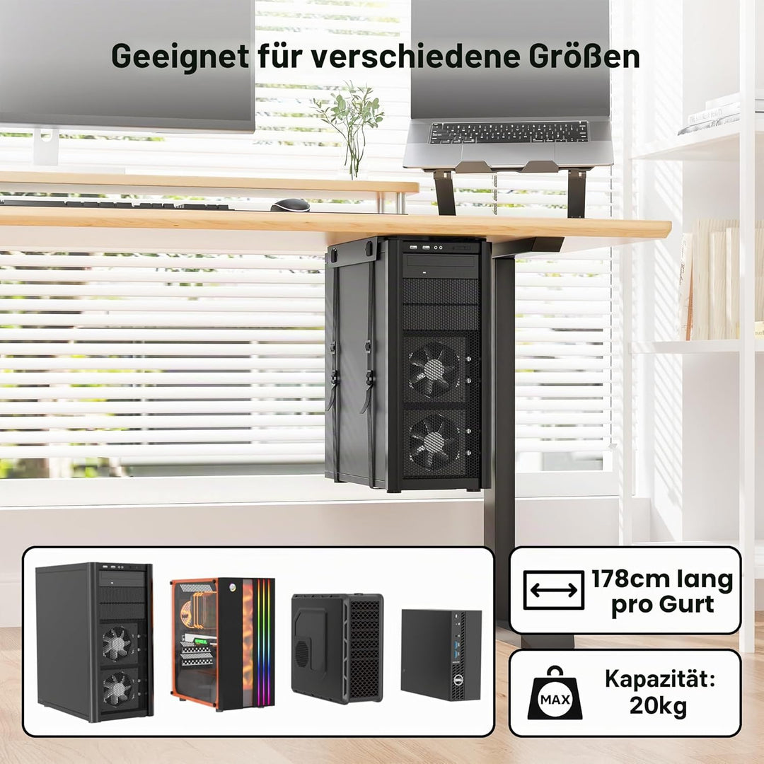 BONTEC Verstellbare PC Halterung, Computerhalterung Untertisch, CPU-Halterung unter Schreibtisch, Ve