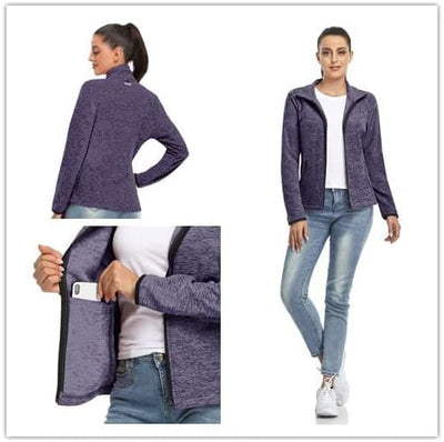 Soneven Fleecejacke Damen, Damen Fleece Jacke mit Durchgehendem Reissverschluss Langärmlig Leicht Fu