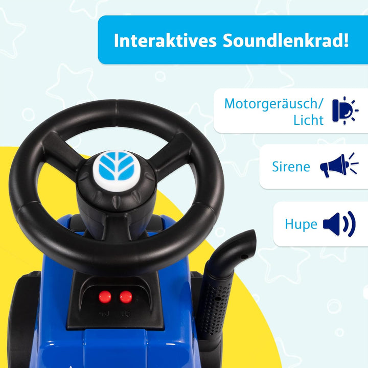 Rutschauto Traktor New Holland ab 1 Jahr | Kinderauto mit Anhänger | Rutschfahrzeug mit Schaufel und
