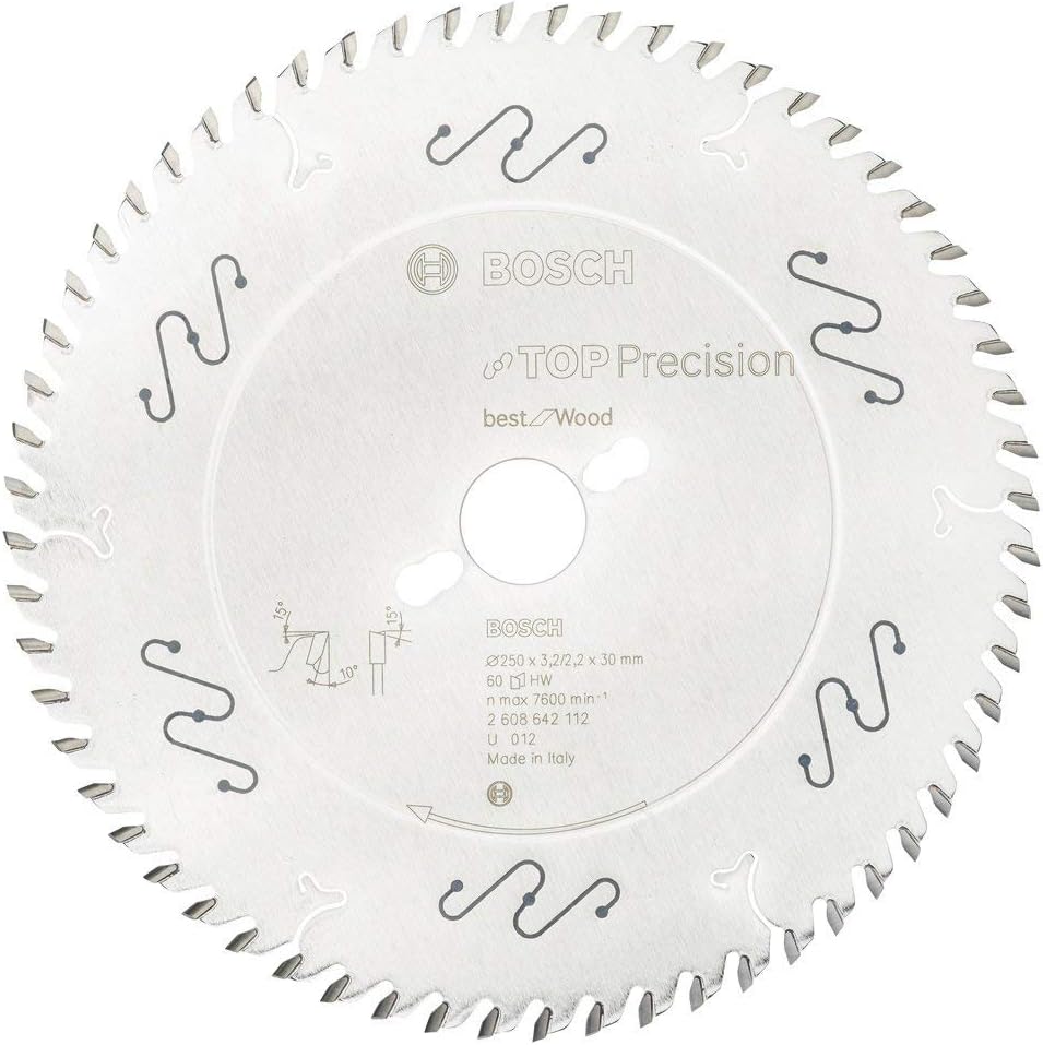 Bosch Professional Kreissägeblatt Top Precision Best für Wood, 250 x 30 x 3,2 mm, 60, 2608642112, 25