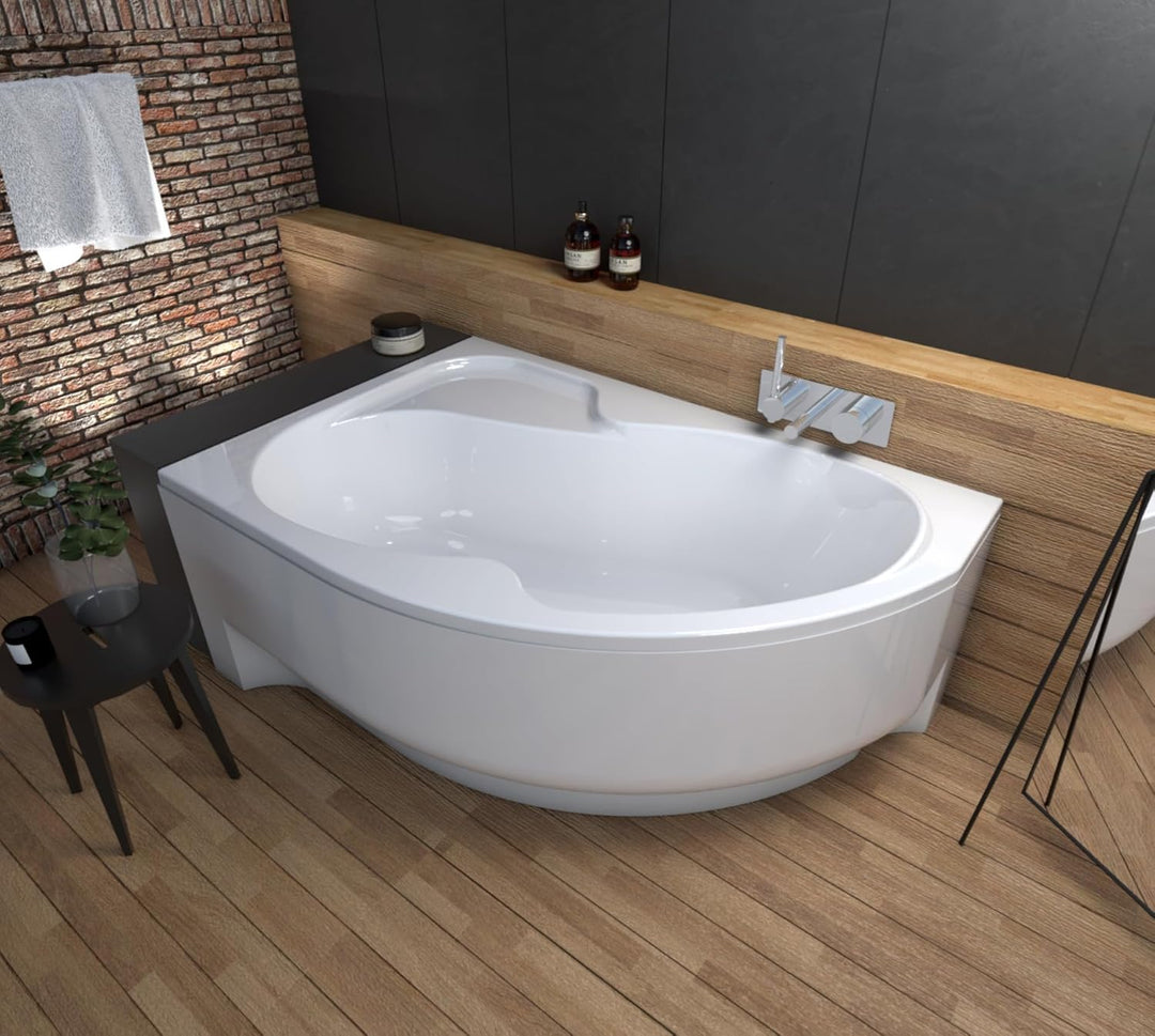 ECOLAM® Badewanne WELA 170x100 cm LINKS Schürze | Wanne mit Antirutsch Beschichtung I Eckwanne Eckba