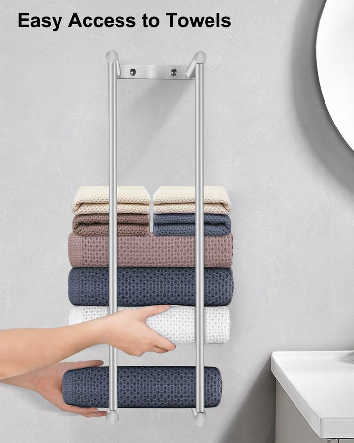LIVEHITOP Handtuchhalter, Grosse Handtuchregal Silber Wand 75CM Edelstahl Hohe Kapazität Gästehandtu