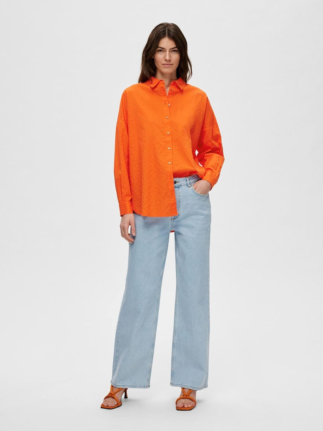 SELECTED FEMME Damen Slflina-sanni Ls Shirt Noos Bluse 36 Orangeade, 36 Orangeade