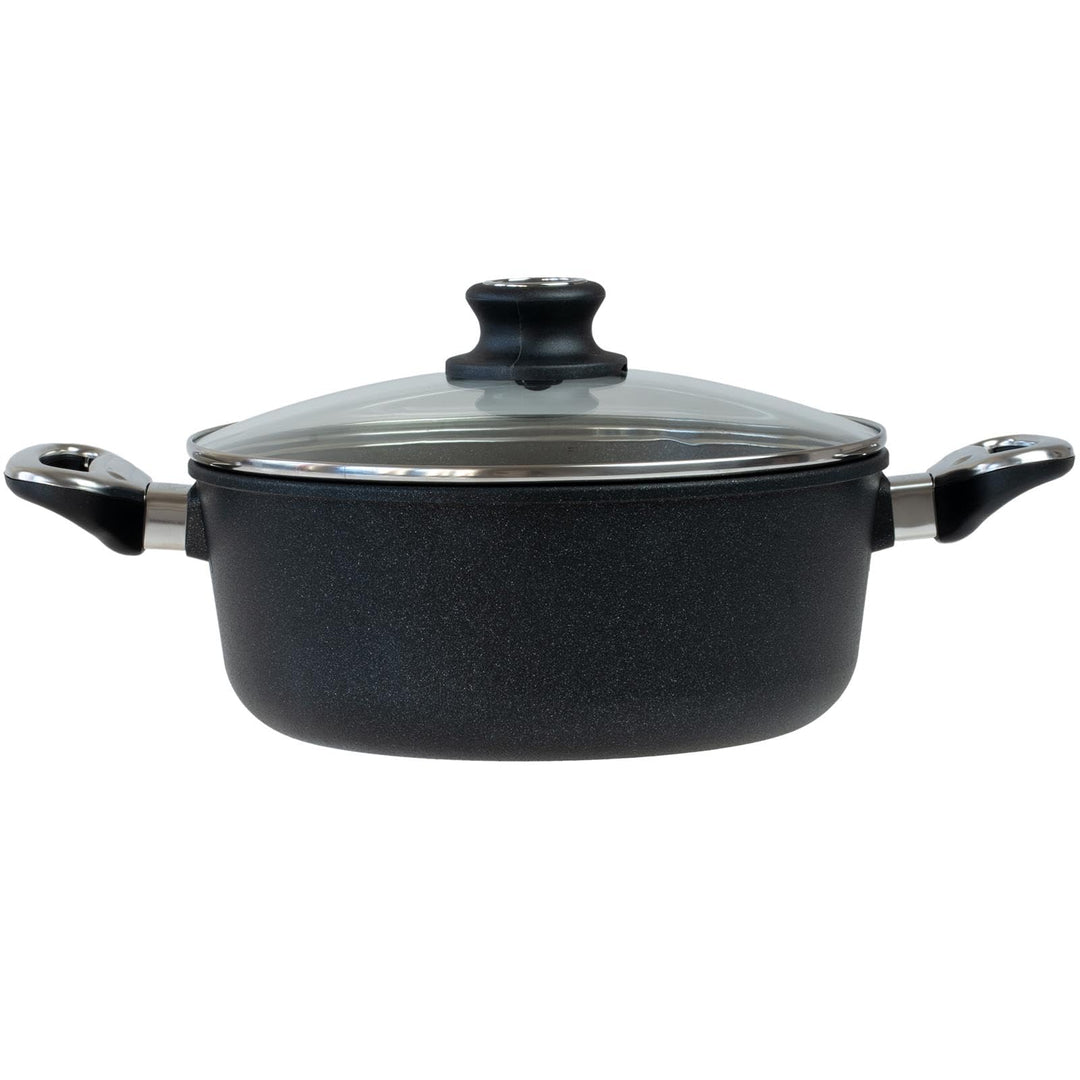 BAF Bratentopf Induktion mit Deckel Ø 24 cm - hoher Rand - Kleiner runder Schmortopf beschichtet aus