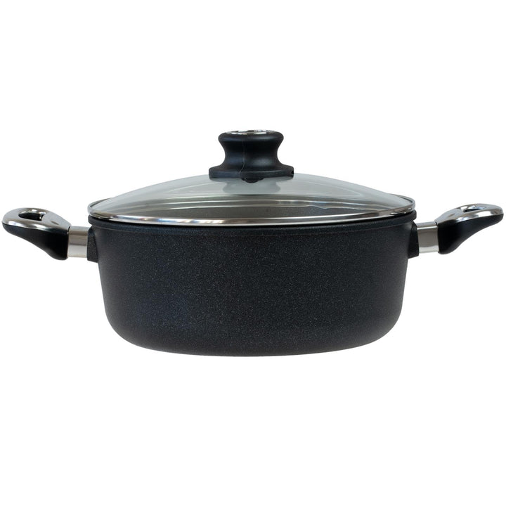 BAF Bratentopf Induktion mit Deckel Ø 24 cm - hoher Rand - Kleiner runder Schmortopf beschichtet aus