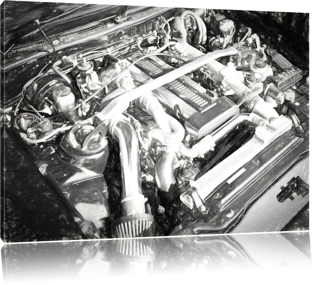 Pixxprint Motorblock 100x70cm Leinwandbild Wandbild Kunstdruck, 100x70