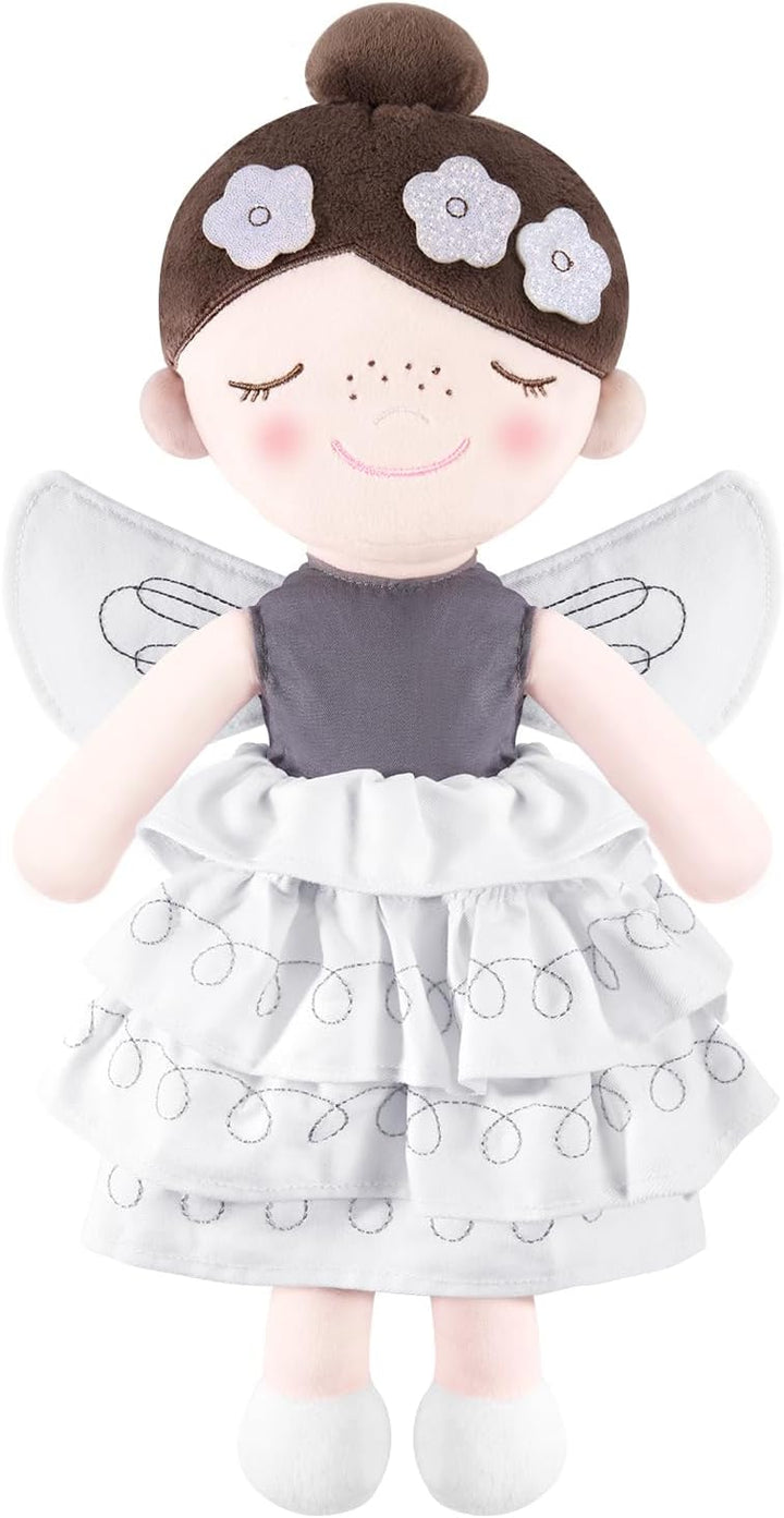 GAGAKU Weiche Stoffpuppe 40cm Schutzengel Puppen, Taufgeschenk für Baby Mädchen mit Flügeln Kuschelt