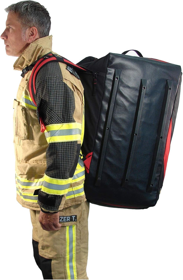 tee-uu RAGBAG Bekleidungstasche "FEUERWEHR" schwarz-rot | Tasche Einsatzkleidung | 90 Liter gross |