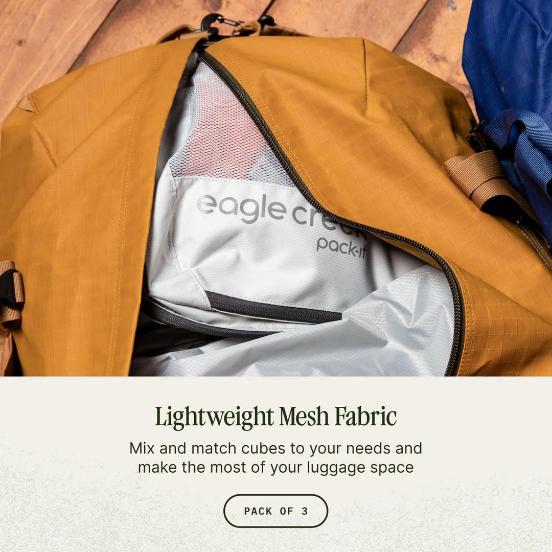 Eagle Creek Pack-It Reveal Packwürfel Set XS/S/M I 3er Set mit Mesh-Sichtfenster I Für Kofferorganis